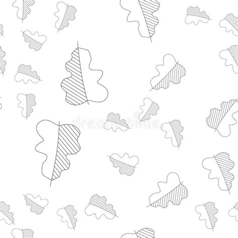 Outline Leaves On The White Seamless Pattern Stock Vector