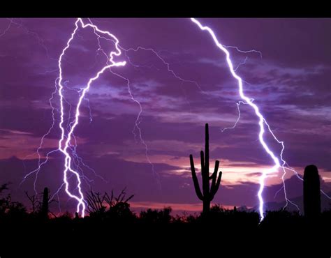 Lightning Strikes A Purple Sky Over The Arizona Desert Storm Chaser