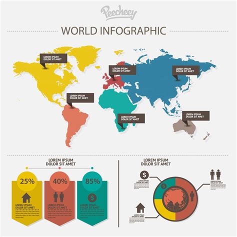 Communication World Map Infographic Vector Download