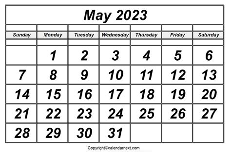 May 2023 Calendar Printable Calendar Next
