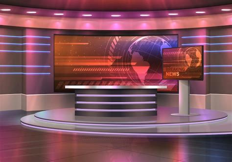 Premium Vector Studio Interior For News Broadcasting Empty Placement