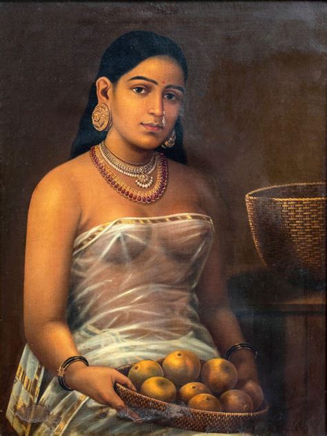 Kerala Lady With Fruit Raja Ravi Varma Indian Art Masterpiece