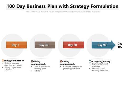 100 Day Business Plan With Strategy Formulation Presentation Graphics