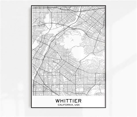 Whittier Map Print City Map Prints Whittier Map City Maps Etsy