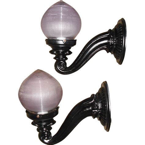 Victorian Iron Porch Lights with Holophane Dental shades from ...