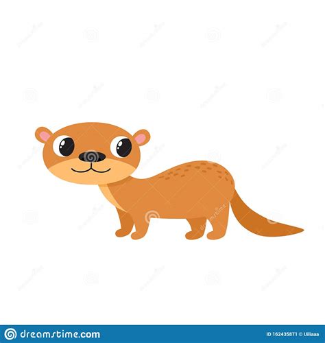 Vector Illustration Of Cartoon Animal Otter Isolated On White Stock