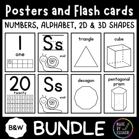 Posters And Flash Cards Bundle Numbers Alphabet 2d And 3d Shapes B
