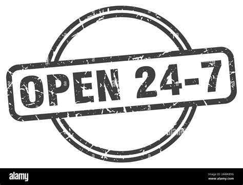 Open 24 7 Stamp Open 24 7 Round Vintage Grunge Sign Open 24 7 Stock