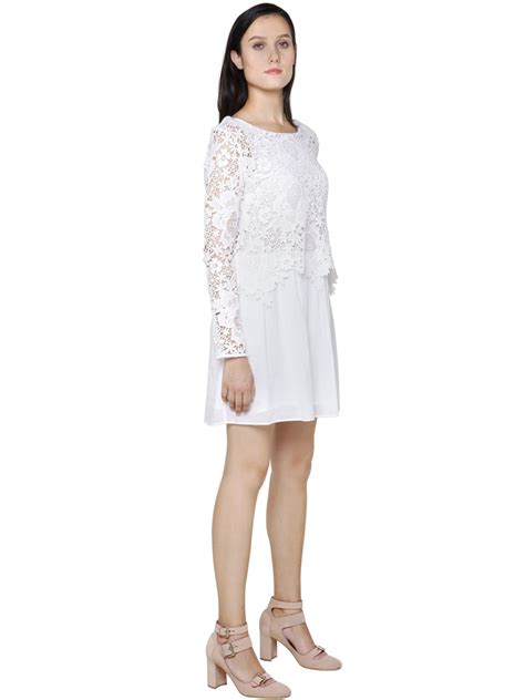 See By Chloé Floral Cotton Voile And Lace Dress In White Lyst