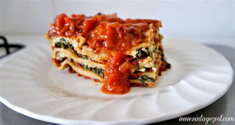 Spinach And Roasted Red Pepper Lasagna ~ Dianes Vintage Zest