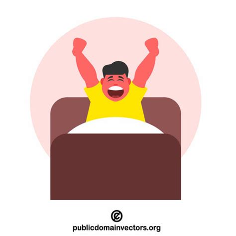Man Wakes Up In His Bed Public Domain Vectors