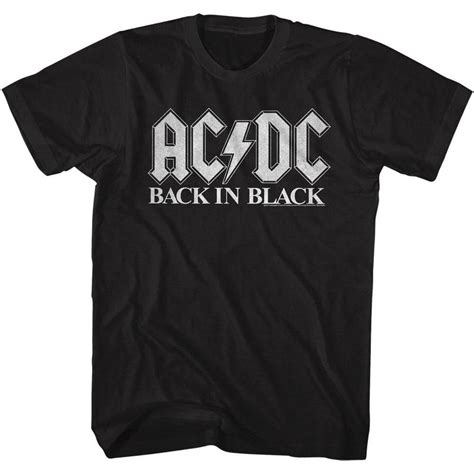 An officially licensed ac/dc shirt. AC/DC T-Shirt Back In Black White Logo Tee in 2020 | T ...