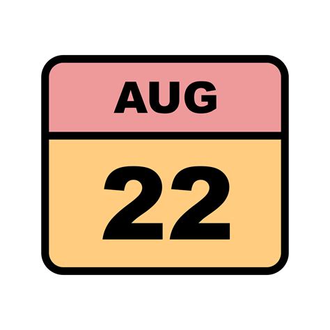August 22nd Date On A Single Day Calendar 503769 Vector Art At Vecteezy