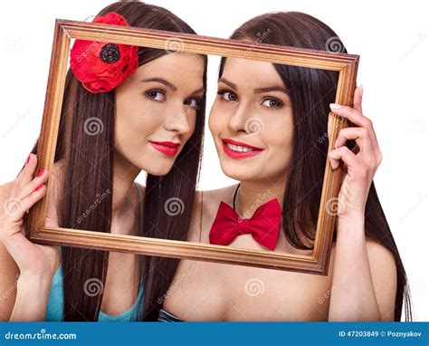 Two Lesbian Women Kissing In Art Frame Stock Image Image Of Erotic Human 47203849