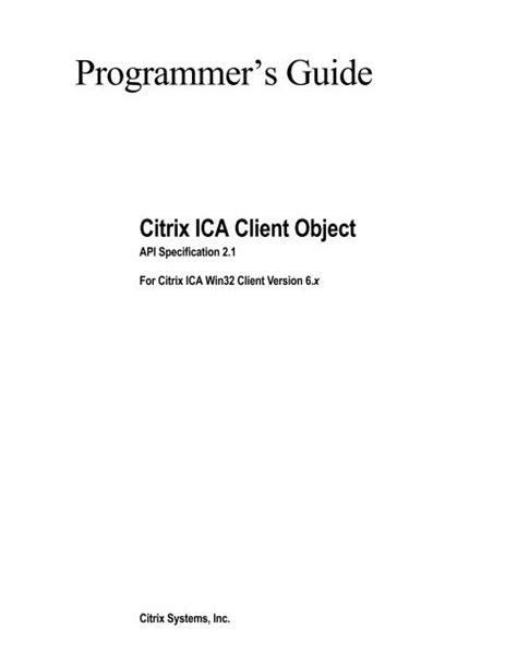 Programmers Guide Citrix Knowledge Center