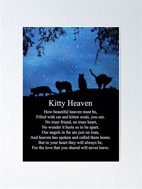 Cat Heaven Sympathy Poem For Memorial For Cat Poster For Sale By