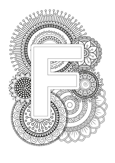 Mindfulness Coloring Page Alphabet Adult Coloring Mindfulness