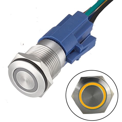 16mm Momentary Push Button Switch 12v Dc On Off Stainless Steel Led
