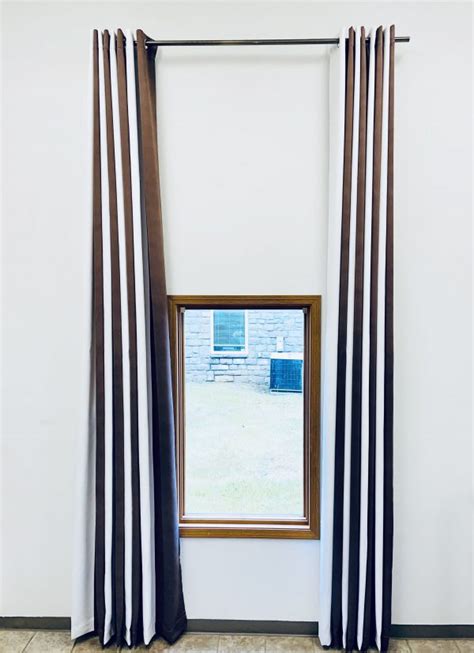 Extra Long Curtains With Stripes 8 20 Ft Length White Brown Black