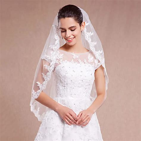 White Ivory Bridal Veil One Tier Fingertip Wedding Accessories Veils