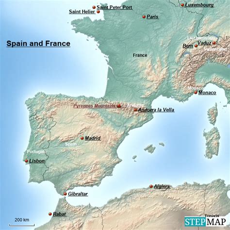 Stepmap Spain And France Landkarte Für Spain