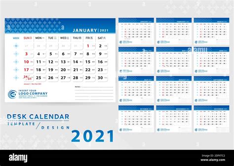 Calendario De Escritorio 2021 Plantilla De Diseño Con Calendario Chino