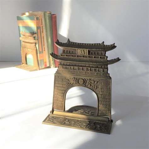 Pagoda Bookends Vintage Brass Bookends Folding Bookends Yin Etsy