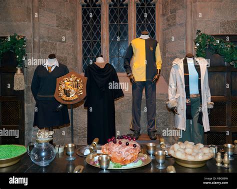 Hufflepuff School Crest And Uniforms On Display In In The Great Hall