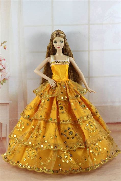 Fashion Royalty Yellow Gold Sequin Dress Ballgown Gown Clothes For Barbie Doll Ebay Gold