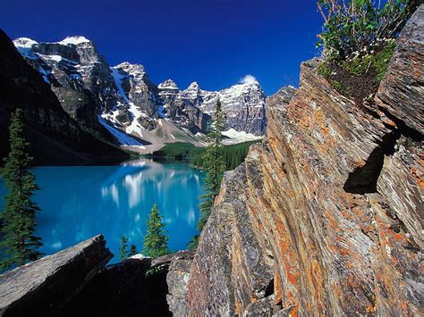 Gewässer Moränensee Kanada See Unberührte Natur Felsen Felsen