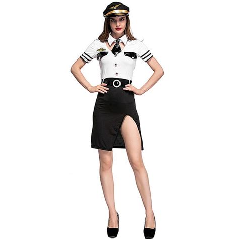 Women Pilot Costumes Sexy Flight Attendant Hotel Ds Fancy Uniform