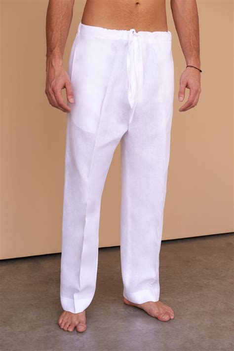 Shop Caden White Linen Pants For Aed 882 By Facil Blanco Dubai Men