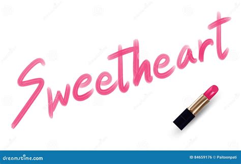 Sweetheart Text Write By Lipstick Pink Color Stock Vector