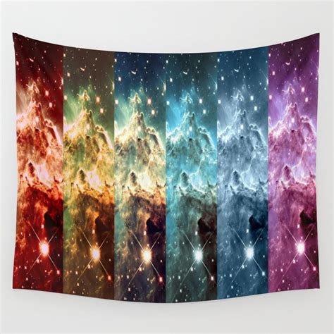 Rainbow Nebula Panel Art Monkey Head Nebula Wall Tapestry By Galaxy