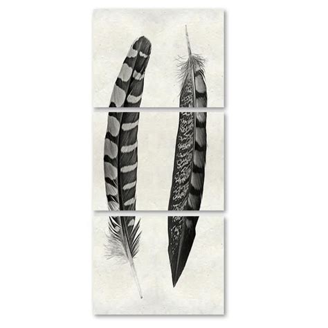 Two Curved Feathers Triptych Triptych White Art Nature Inspiration