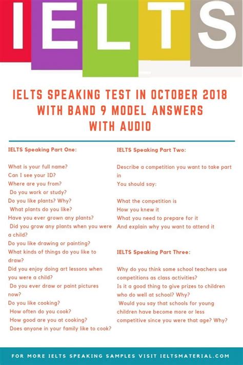 Ielts Speaking Test In October 2018 With Band 9 Model Answers With Audio