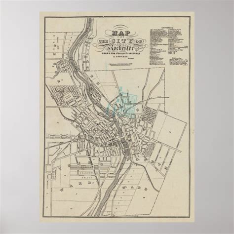 Vintage Map Of Rochester Ny Poster Zazzle Com
