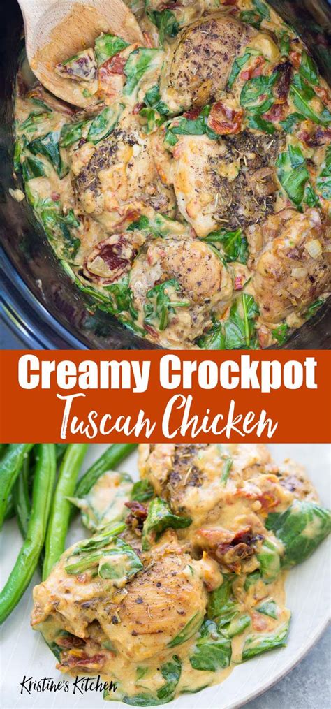 Some of these easy healthy slow cooker chicken recipes don't include the nutritional details and/or. Tuscan Slow Cooker Chicken Thighs | Chicken crockpot ...