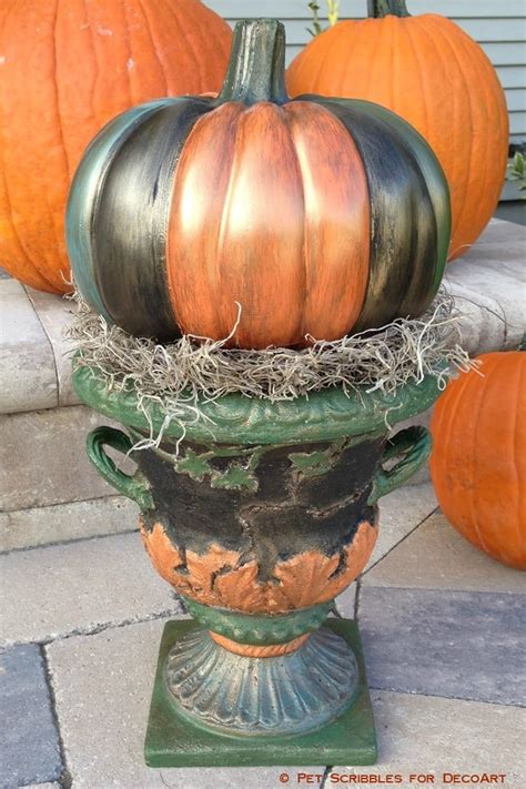 Fall Decor Antiqued Outdoor Pumpkin Urn Pet Scribbles