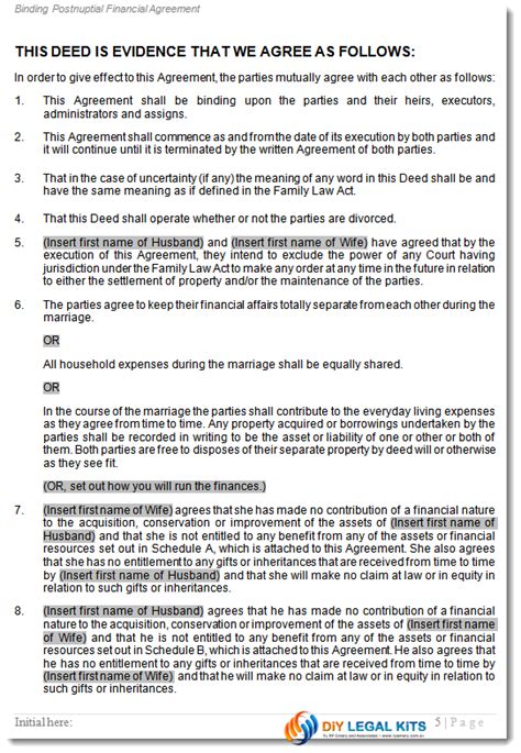 post nuptial agreement