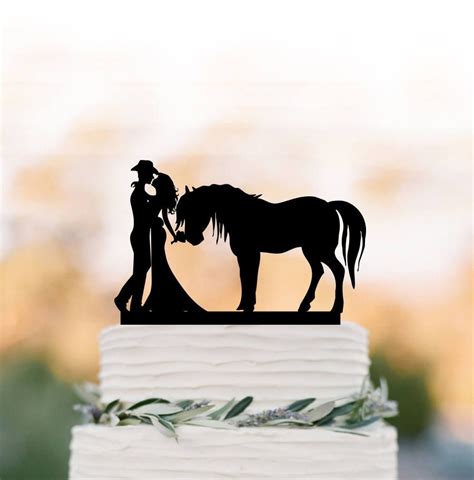 Cowboy Wedding Cake Topper With Horse Western Wedding Cake Topper