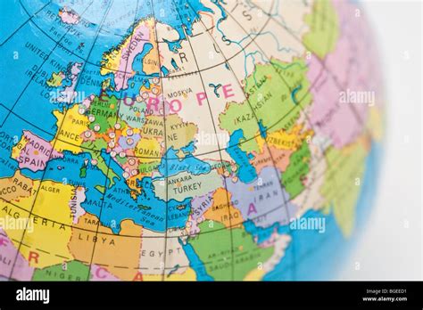 Close Up Globe Showing Europe Stock Photo Alamy