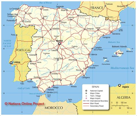 Political Map Of Spain Major Roads Map Of Spain Political Map Spain