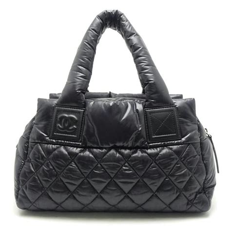 Chanel Chanel Coco Coon Tote Bag Nylon Black Silver Metal Fittings