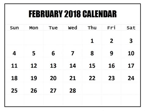 February 2018 Calendar Printable Free Gallery Oppidan Library