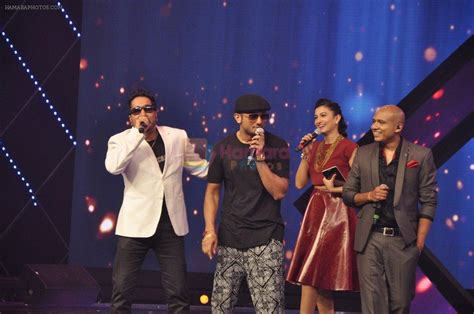 Yo Yo Honey Singh Mika Singh Gauhar Khan On The Sets Of Raw Star In Mumbai On 15th Sept 2014