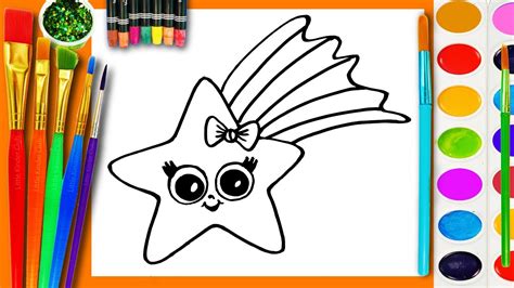 Learn To Draw And Coloring For Kids And Paint A Star Coloring Book Page
