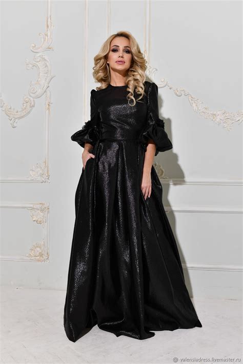 Вечернее платье в пол черное платье из парчи в интернет магазине