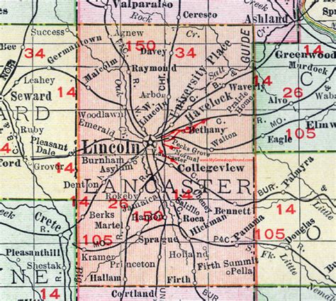 Lancaster County Nebraska Map 1912 Lincoln University Place