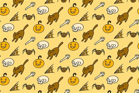Download Aesthetic Cute Halloween Cartoon Pattern Wallpaper